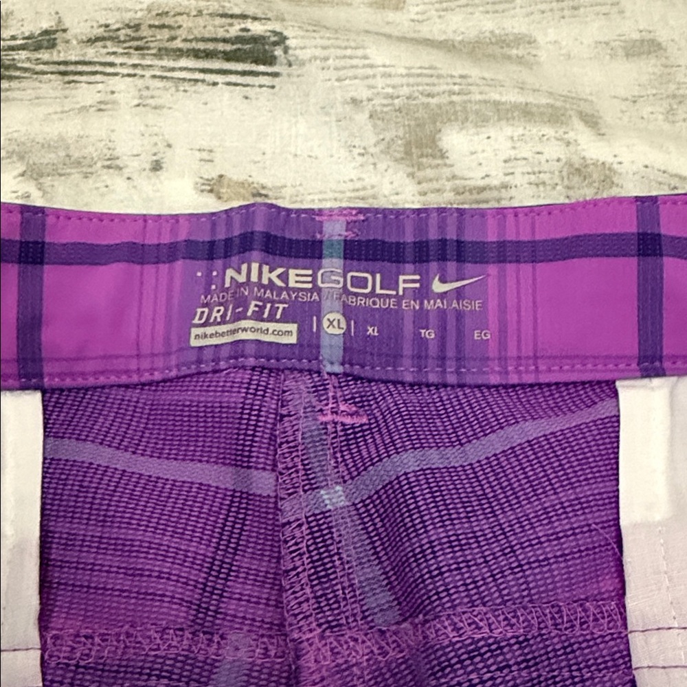 Nike Golf Purple Plaid Shorts - Picture 2 of 3